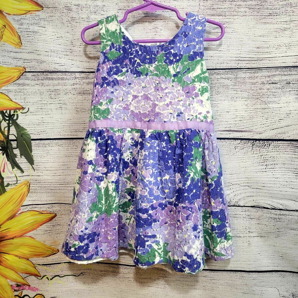 Children's Place Purple Floral Print Lace‎ Dress Size 4T